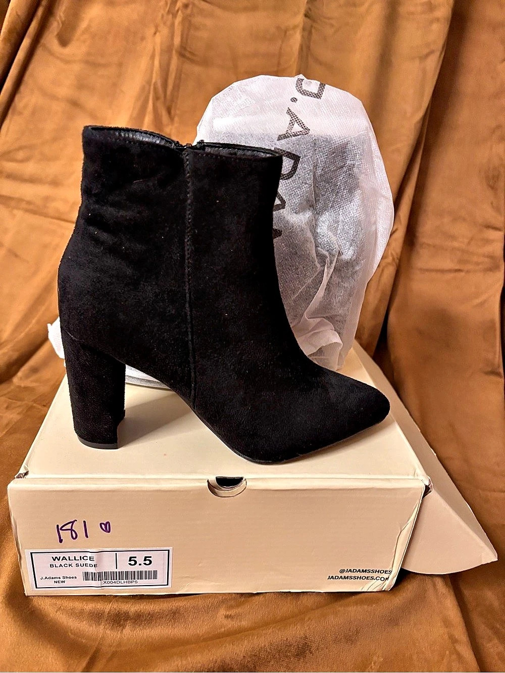 J. Adams Wallice Suede Black Ankle Boots US 5.5 NWT!
